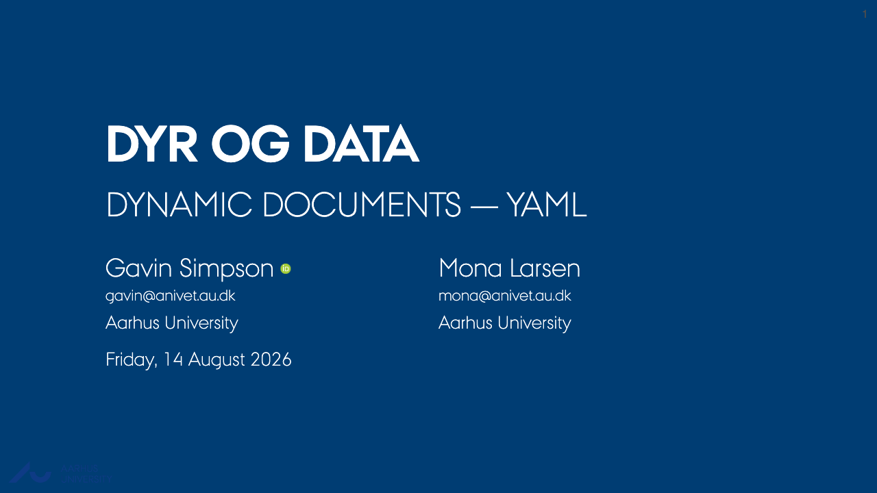 First slide of Dynamic documents — YAML