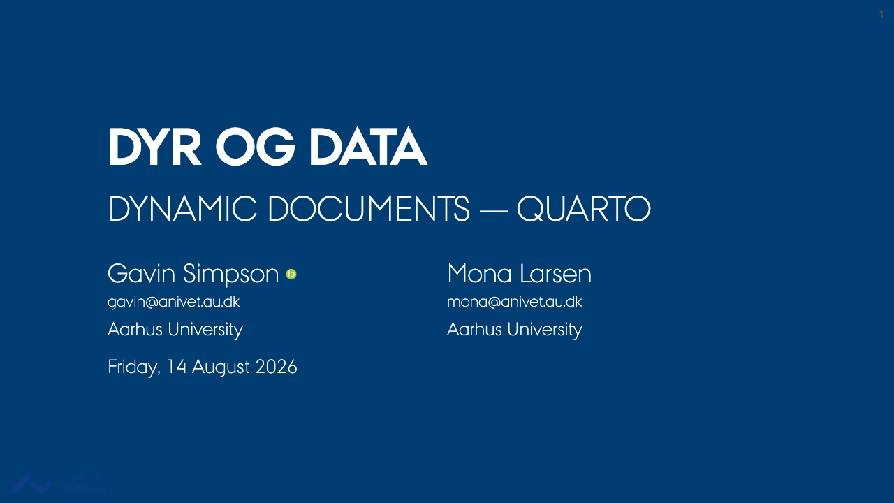 First slide of Dynamic documents — Quarto