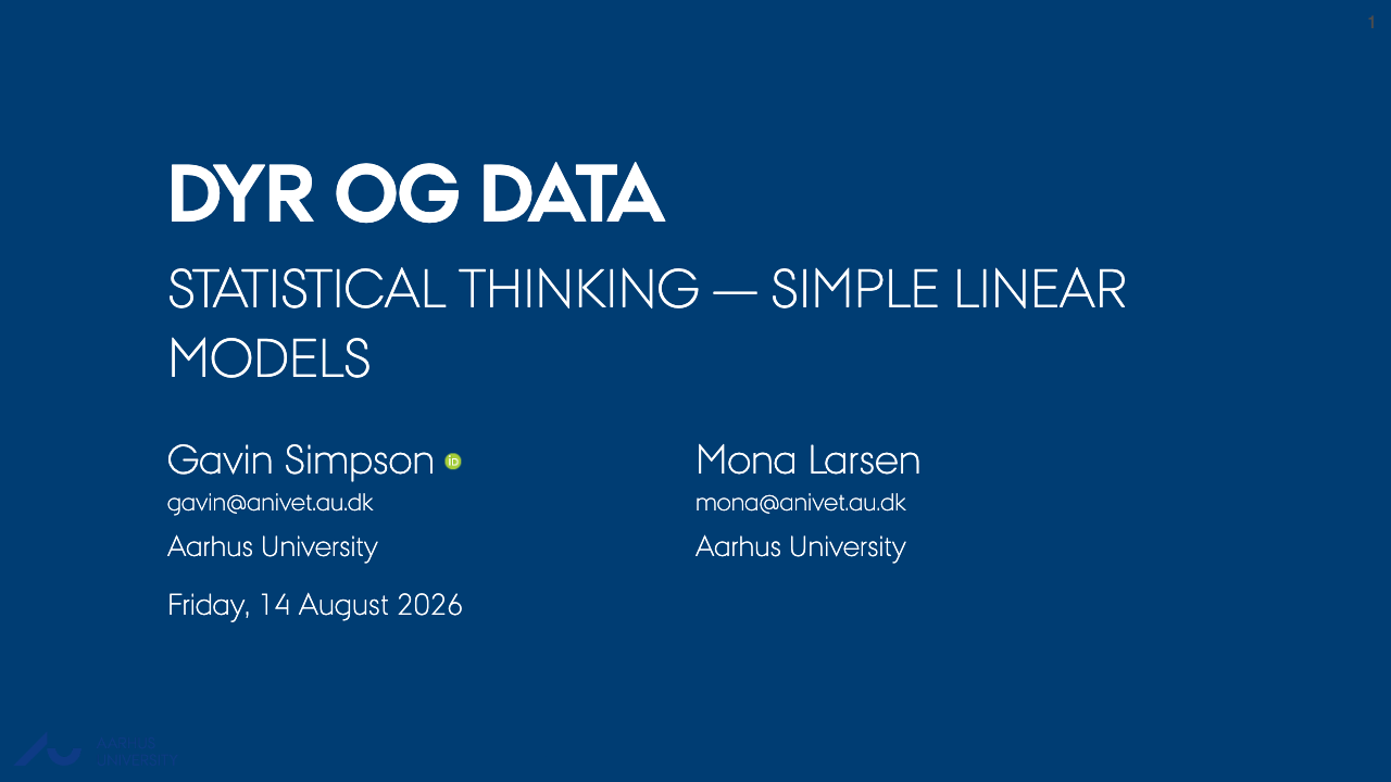 First slide of Statistical thinking — simple linear models