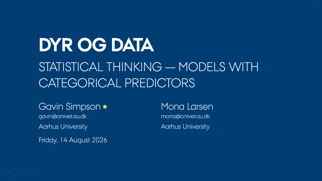 First slide of Statistical thinking — models with categorical predictors